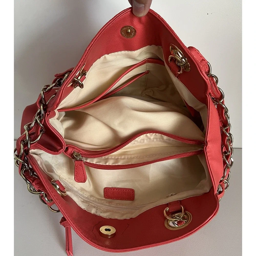 Nicole‎ by Nicole Miller Quilted Shoulder Bag with Chain Strap Coral Studded